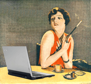 Old Lady With Computer