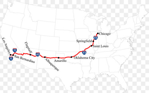 map of US Route 66